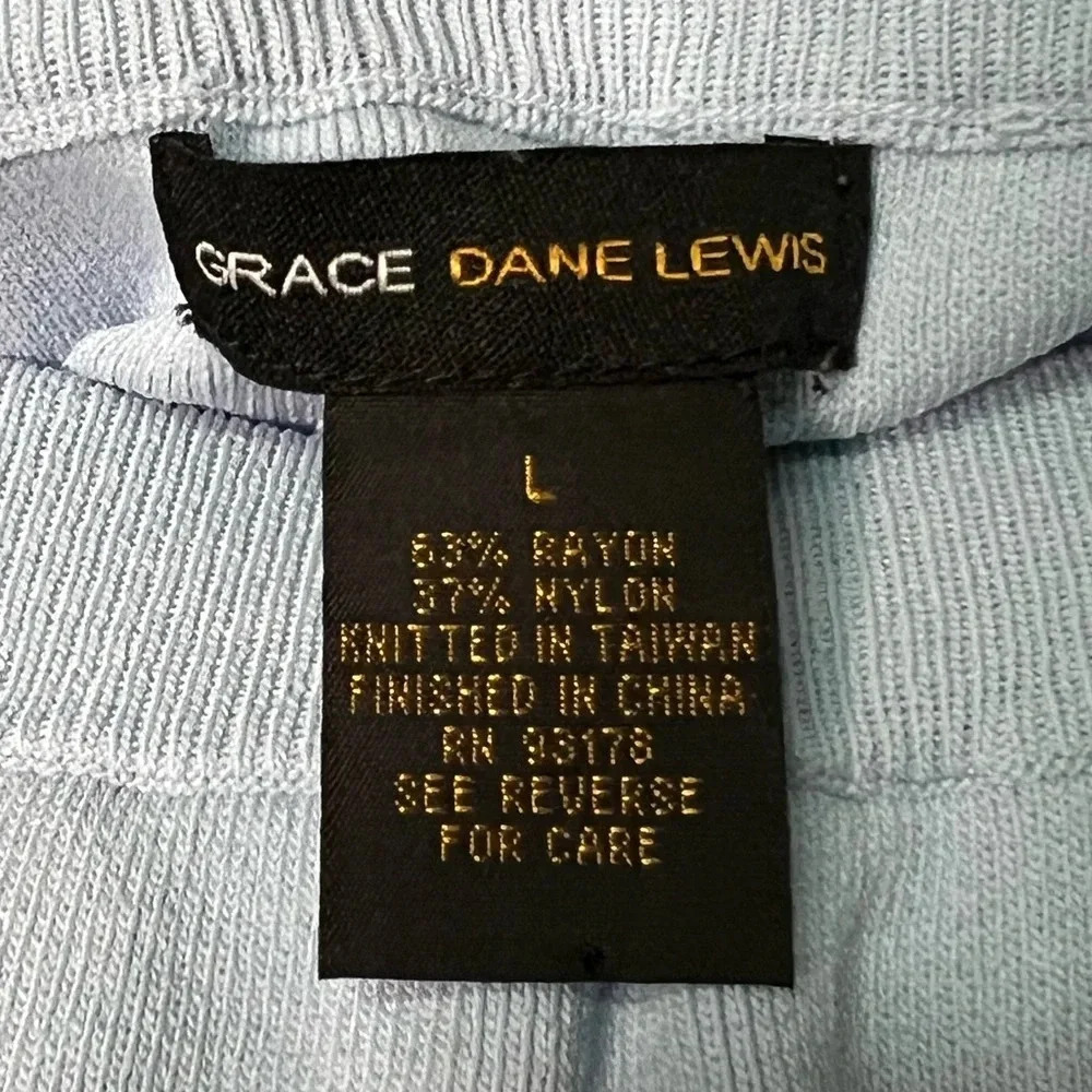 Grace Dane Lewis Baby Blue and Black Vintage Pencil Skirt - size Large - Picture 5 of 6